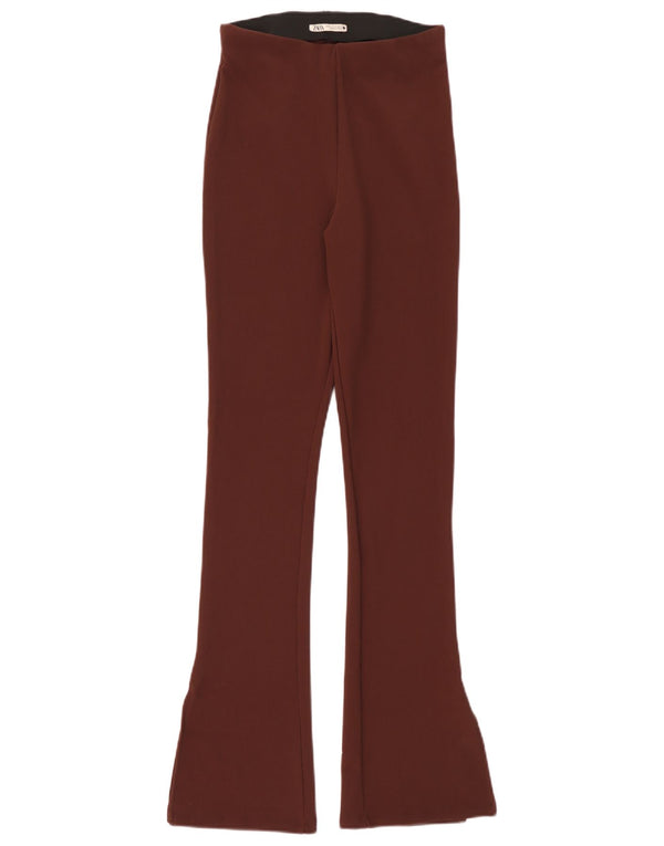 Zara Calça Feminina Flare Casual Médio W28 L32 Marrom Poliéster