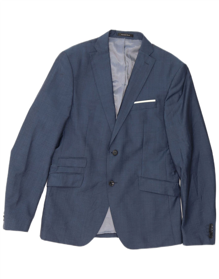 Jaqueta blazer masculina Zara Tailored Fit 2 botões UE 50 médio azul marinho