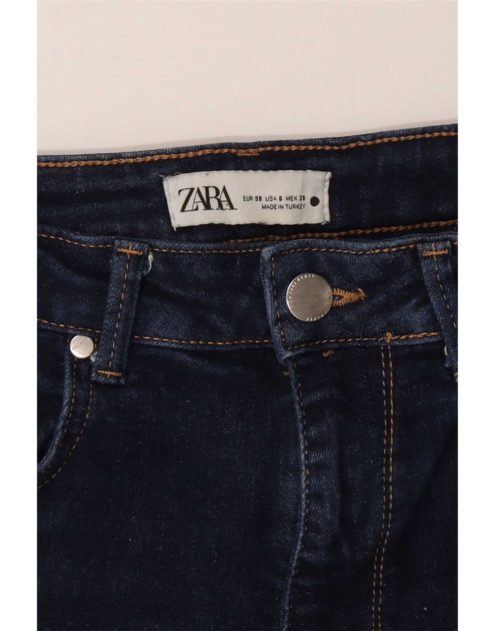 Zara Calça Jeans Feminina Flared EU 38 Pequeno W28 L33 Azul Marinho