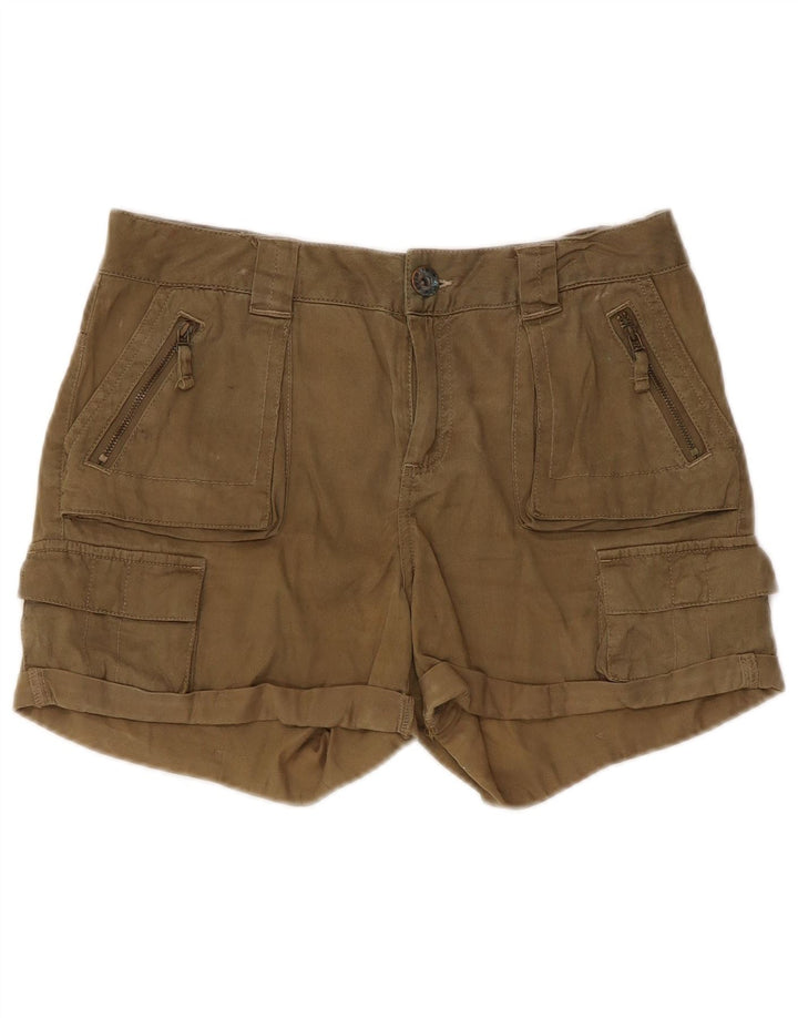Shorts cargo feminino Topshop Reino Unido 8 pequeno W30 cáqui Lyocell