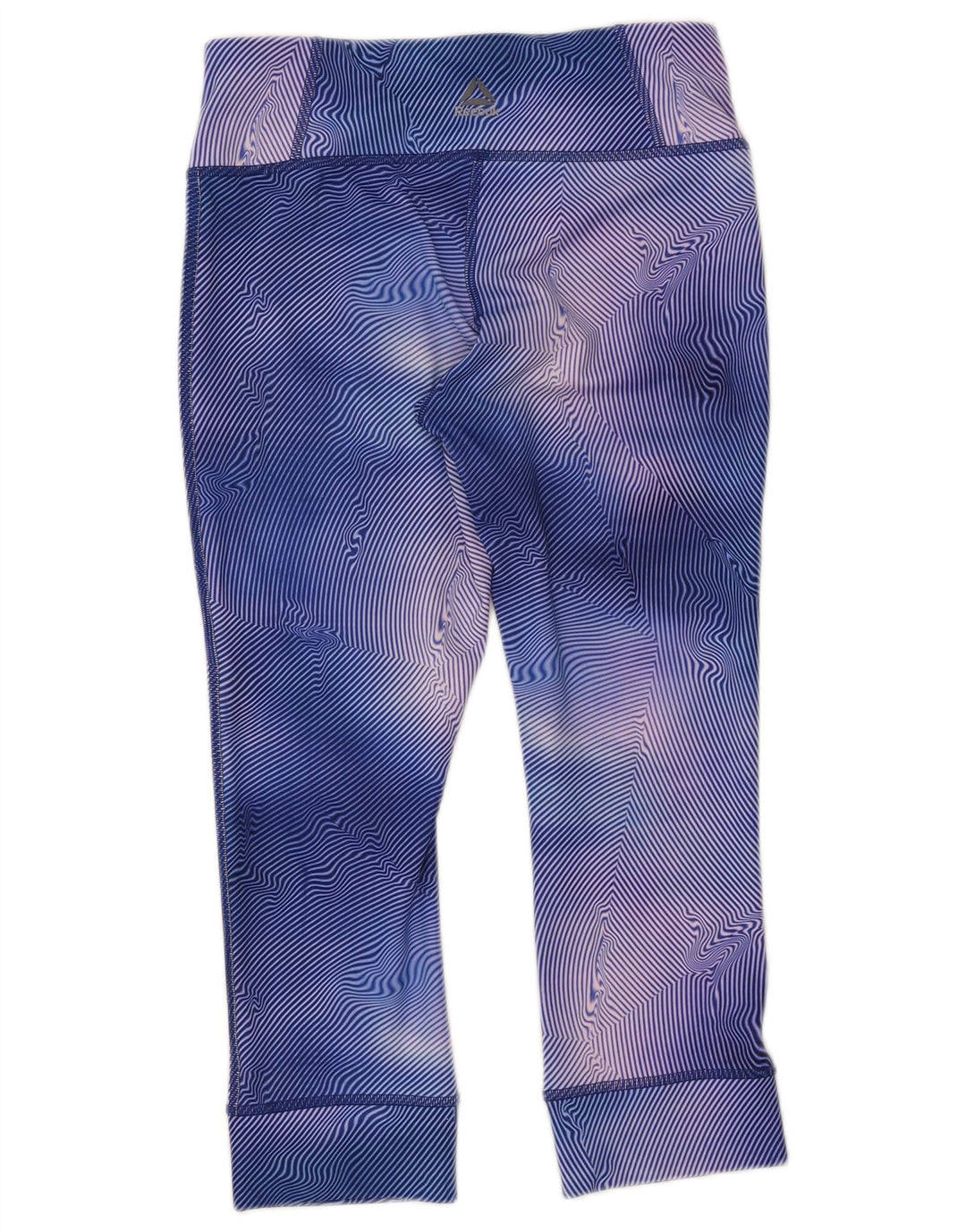 Leggings Reebok Capri Mulher UK 8/10 Pequena Listrada Azul