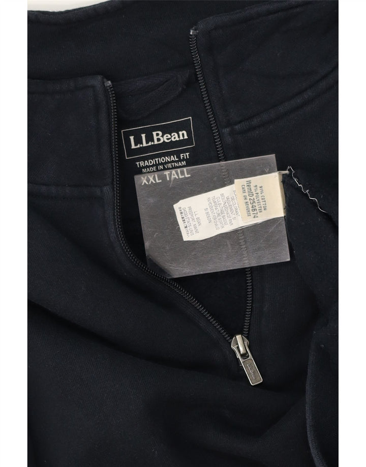 L.L.BEAN Mens Traditional Fit Zip Neck Sweatshirt Jumper 2XL Navy Blue Vintage L.L.Bean and Second-Hand L.L.Bean from Messina Hembry 