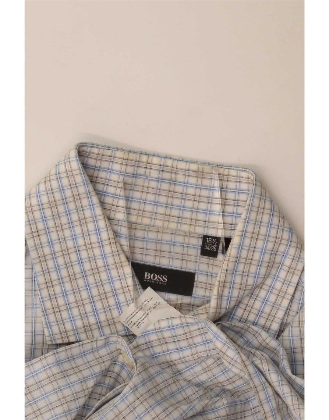 Camisa masculina de ajuste regular Hugo Boss tamanho 16 1/2 grande algodão guingão azul