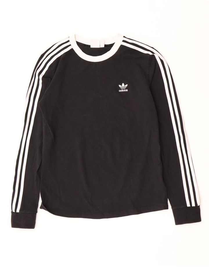 Top Feminino Adidas Manga Longa UK 10 Pequeno Algodão Preto