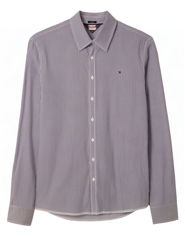 Camisa masculina Slim Fit Tommy Hilfiger 2XL algodão listrado cinza