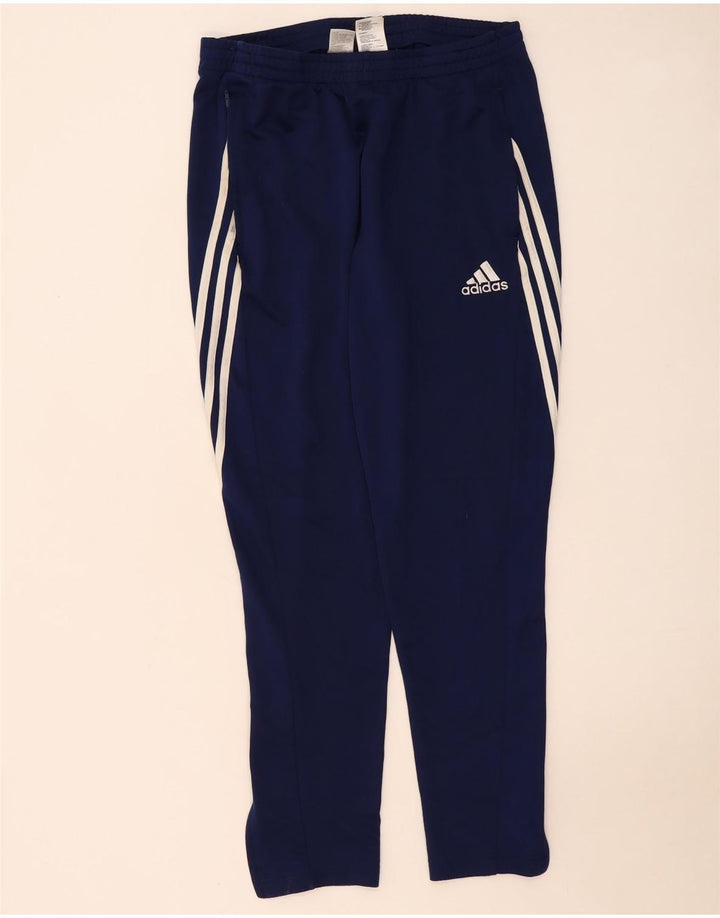 Calça de treino masculina Adidas Climalite grande poliéster azul marinho