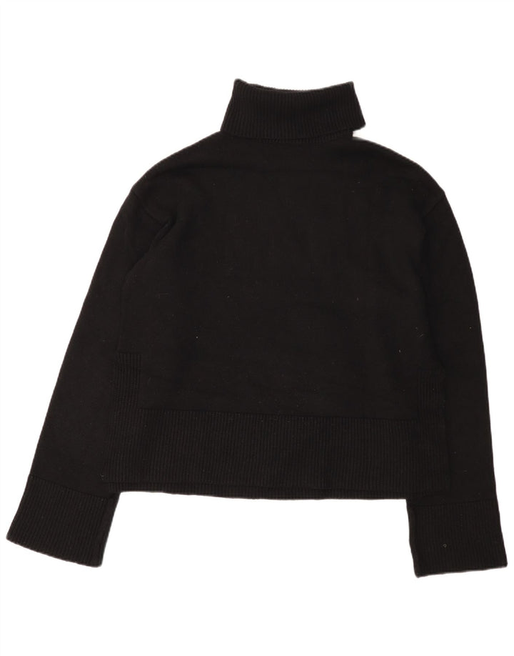 Suéter feminino Zara com gola redonda e viscose preta média Reino Unido 14