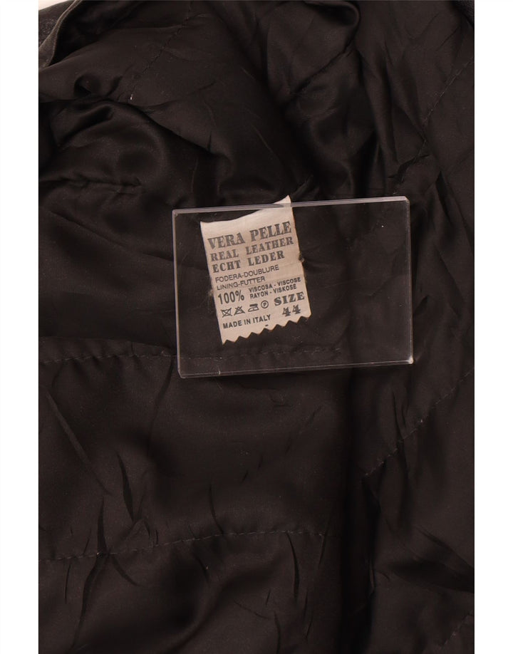 Jaqueta de couro feminina vintage IT 44 couro preto médio