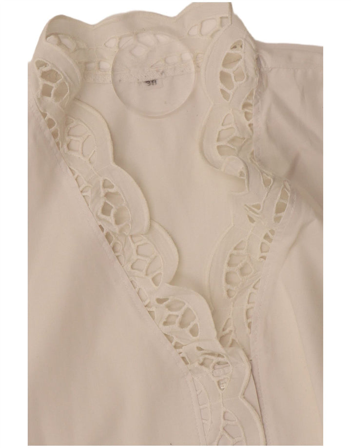 Blusa feminina vintage manga curta UE 38 médio branco