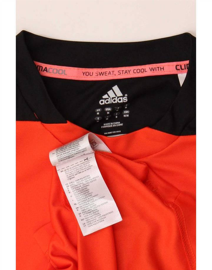 Adidas Masculino Climacool Camiseta Top Médio Laranja Colorblock Poliéster