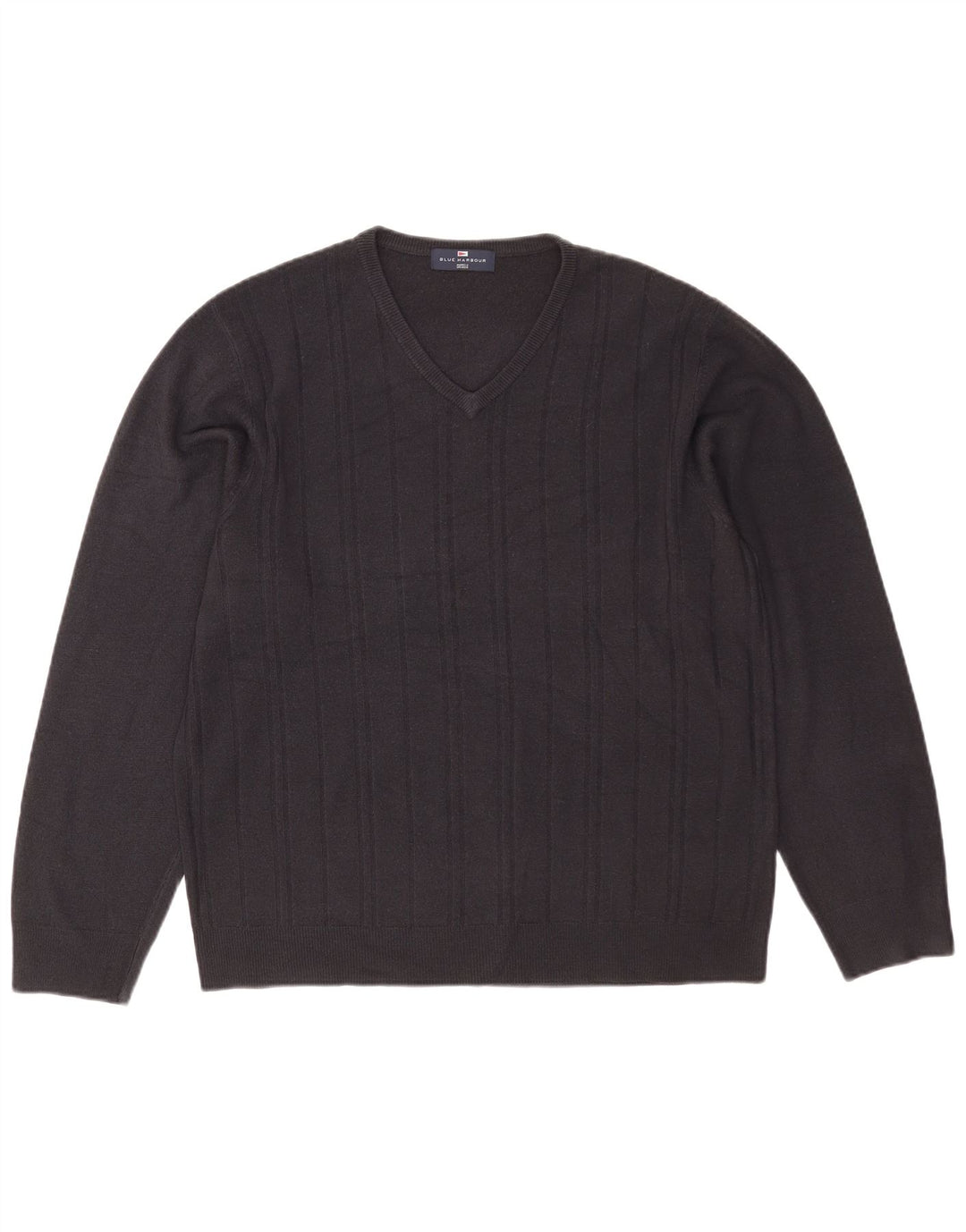MARKS & SPENCER Mens Blue Harbour V-Neck Jumper Sweater Large Navy Blue