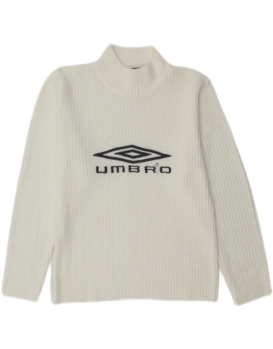 Suéter feminino UMBRO com gola tartaruga gráfica Reino Unido 16 acrílico branco médio