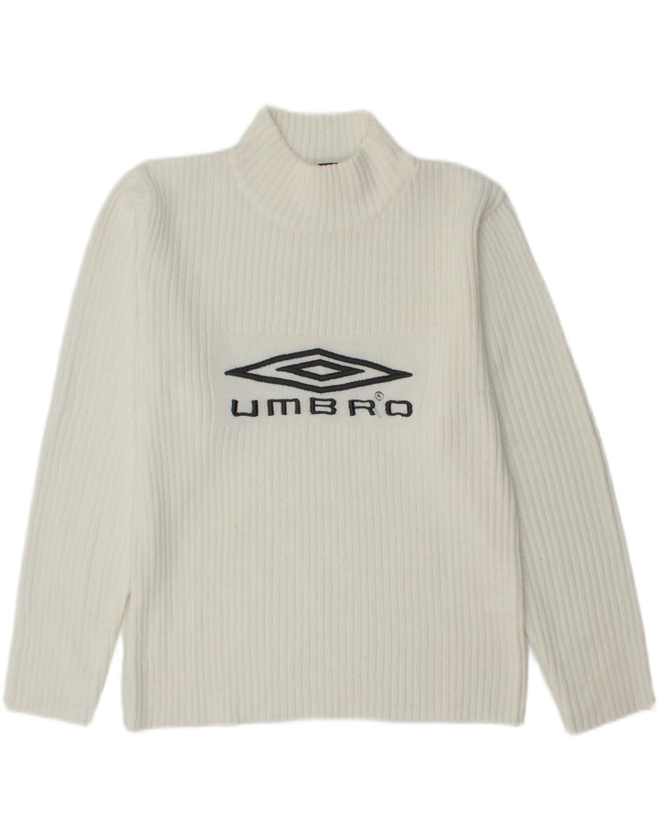 Suéter feminino UMBRO com gola tartaruga gráfica Reino Unido 16 acrílico branco médio