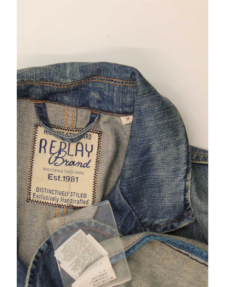 Jaqueta blazer masculina Replay com 3 botões jeans Reino Unido 38 algodão azul médio
