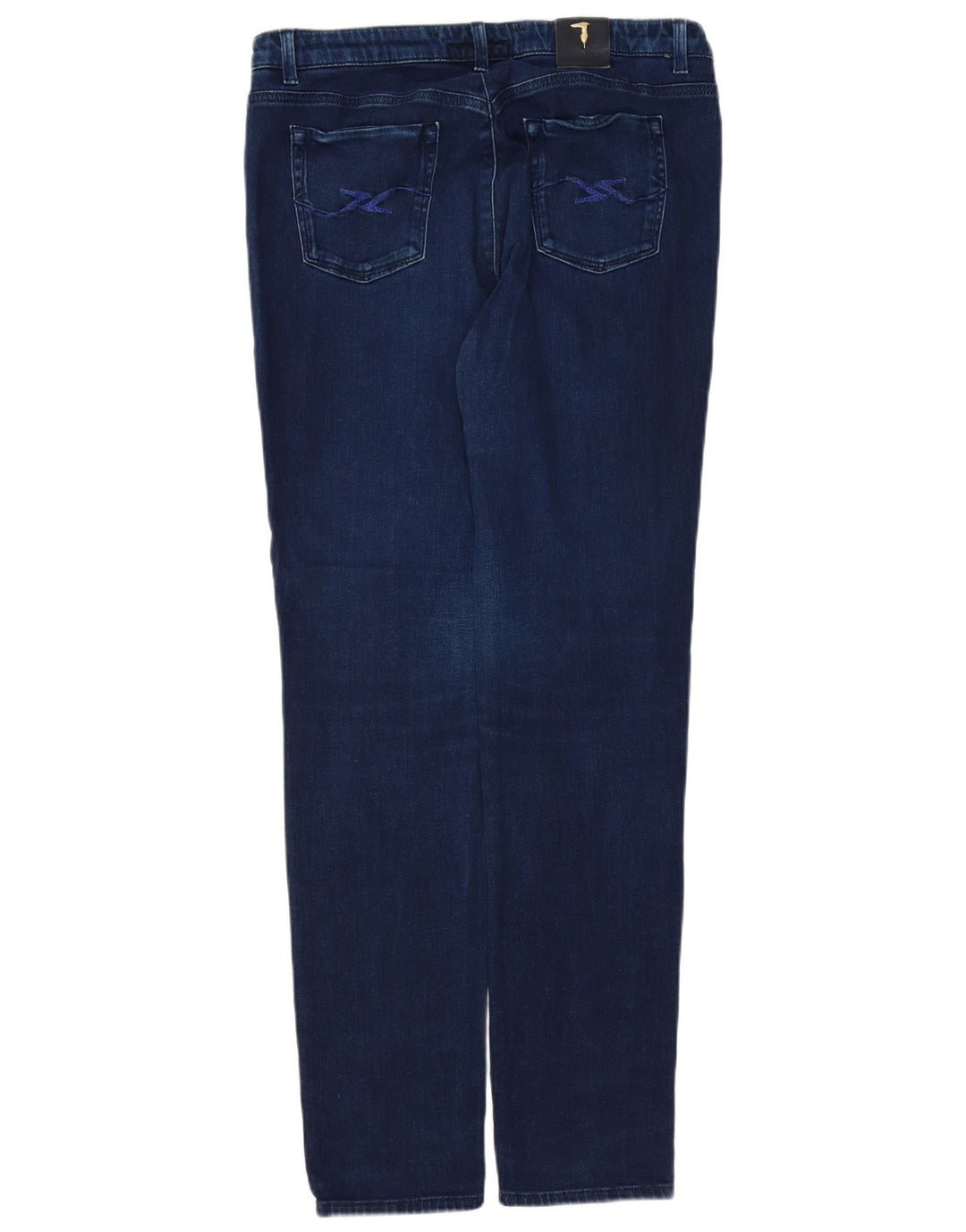 Jeans slim feminino TRUSSARDI IT 49 XL W35 L32 azul marinho poliéster