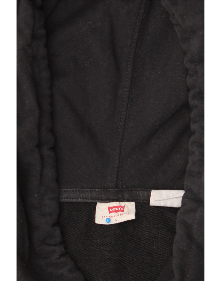 LEVI'S Womens Oversized Hoodie Jumper UK 16 Large Black Cotton Vintage Levi's and Second-Hand Levi's from Messina Hembry 