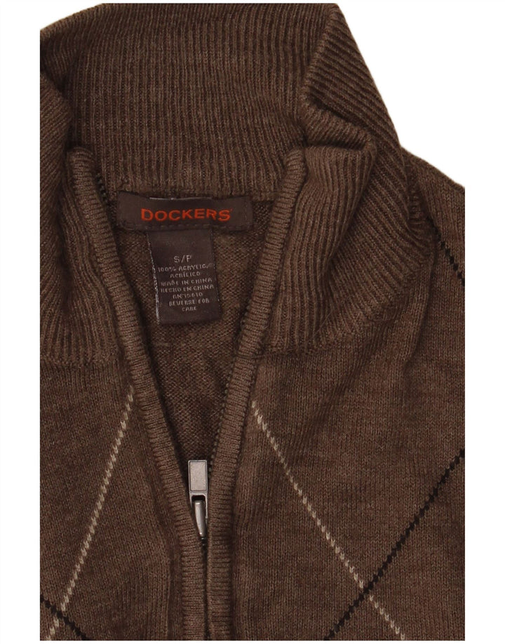 Suéter masculino Dockers com zíper e gola pequena, marrom, argyle/acrílico diamante