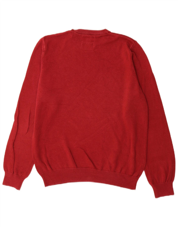 Suéter masculino Marks & Spencer com gola redonda, algodão vermelho médio