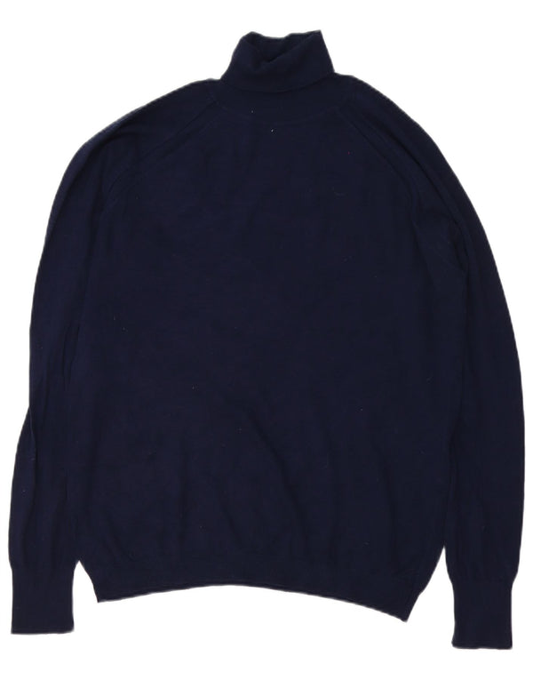 Suéter masculino Zara com gola redonda e viscose azul marinho grande