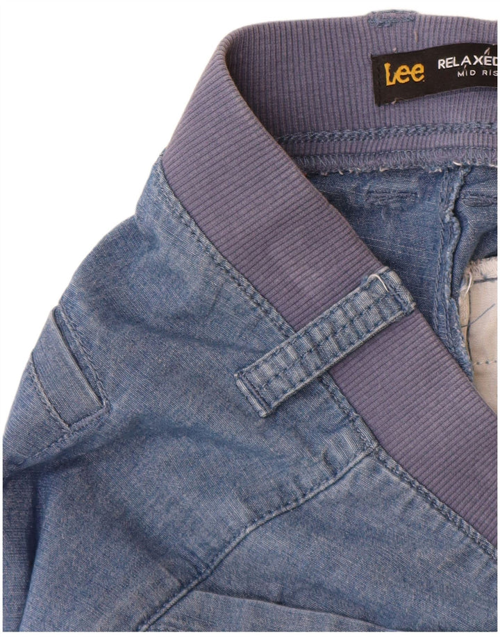 Lee Womens Bermuda Mid Rise Cargo Shorts US 10 Grande W30 Azul Algodão