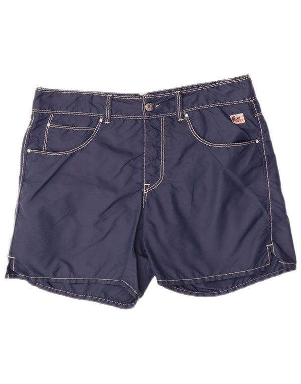 Shorts casuais masculinos ROY ROGERS IT 48 médio W34 azul marinho poliamida