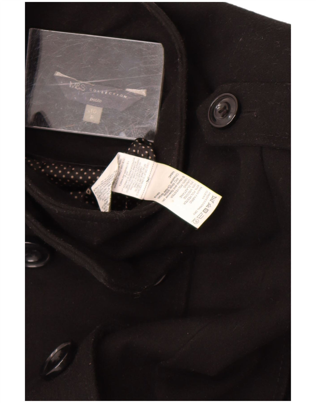 Casaco Marks & Spencer Feminino Petite Pea UK 10 Pequeno Poliéster Preto