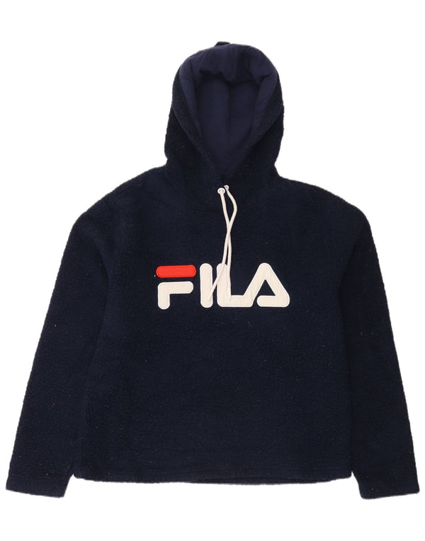 Fila feminino velo gráfico moletom com capuz UK 14 médio azul marinho poliéster