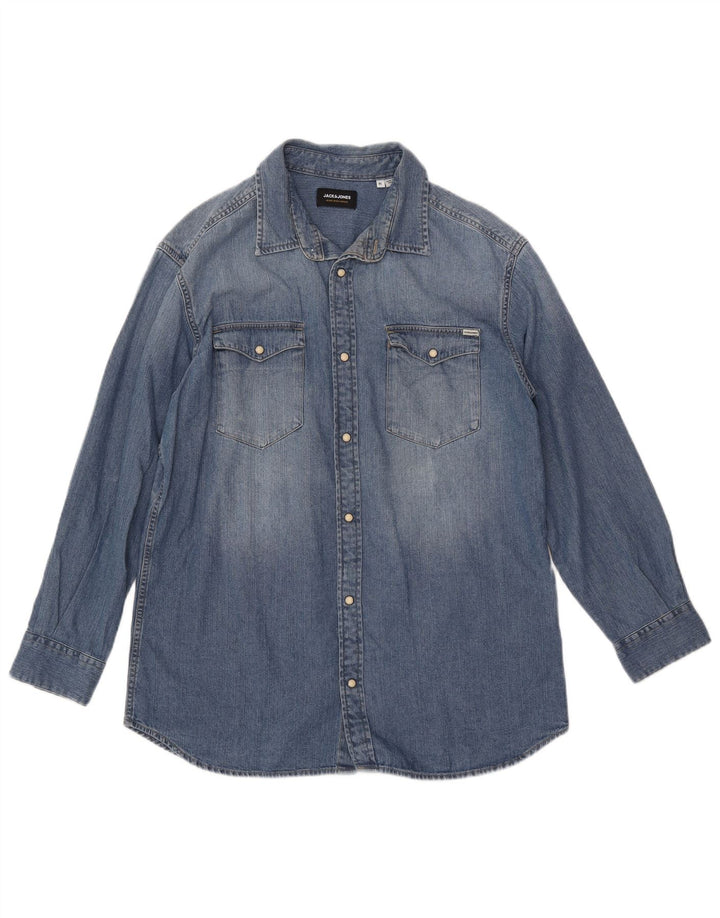 Camisa jeans masculina JACK & JONES XL azul algodão