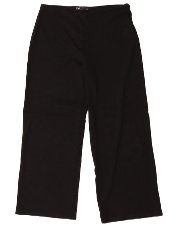 Calça casual feminina de perna larga Marks & Spencer Reino Unido 14 grande W32 L28 preta