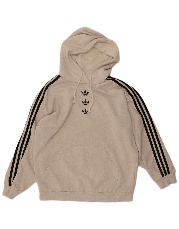 ADIDAS Womens Hoodie Jumper UK 12 Médio Cinza Algodão