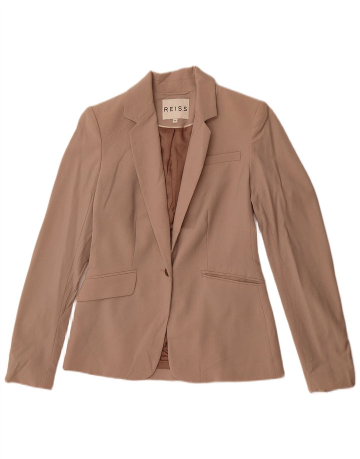 Jaqueta Blazer Feminina Reiss com 1 Botão Reino Unido 6 XS Lã Bege
