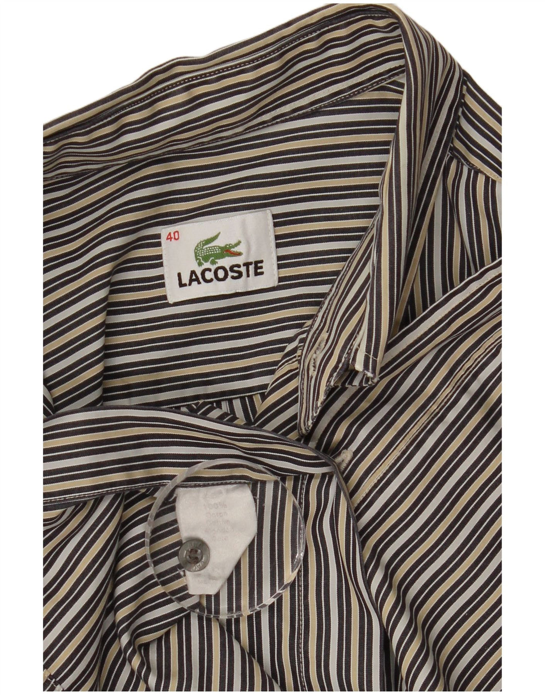 Camisa masculina Lacoste tamanho 40 médio algodão listrado multicolorido