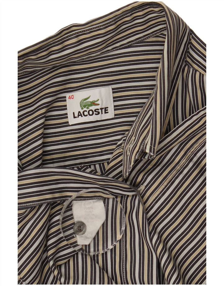 Camisa masculina Lacoste tamanho 40 médio algodão listrado multicolorido