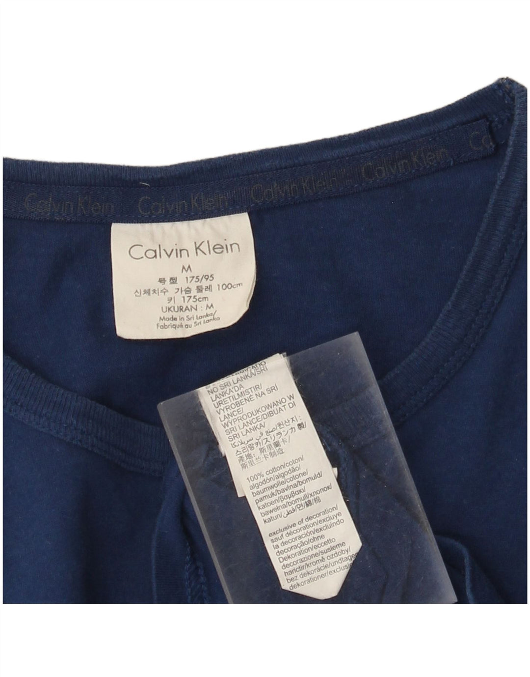 Calvin Klein Camiseta masculina gráfica Top médio algodão azul marinho