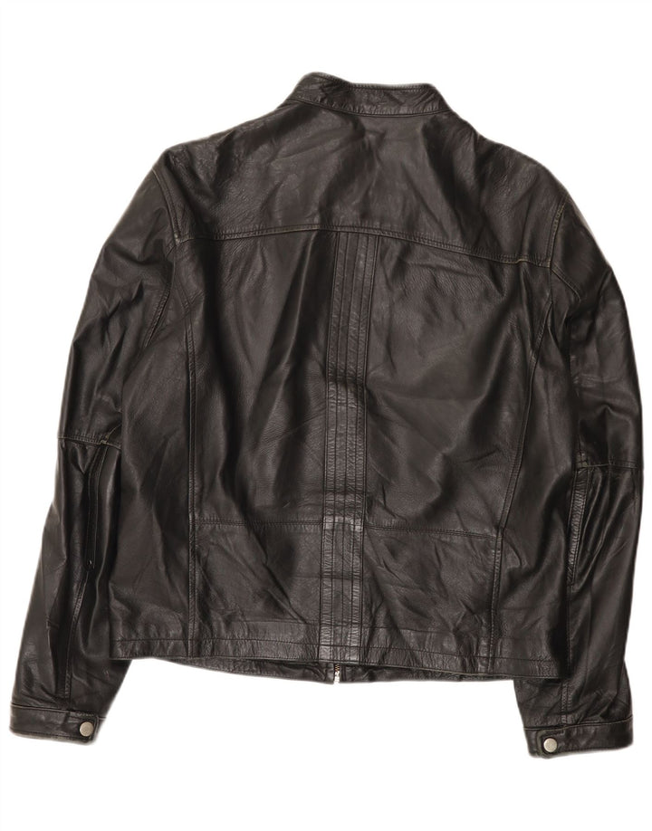 Jaqueta de couro masculina vintage IT 52 XL preta