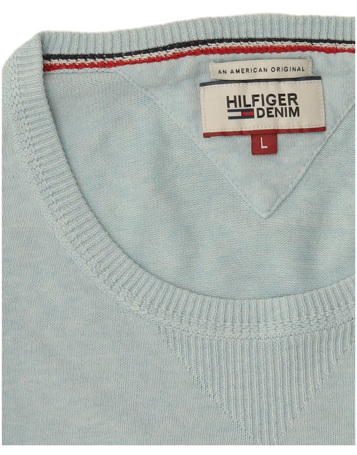 Suéter masculino Tommy Hilfiger com gola redonda grande azul