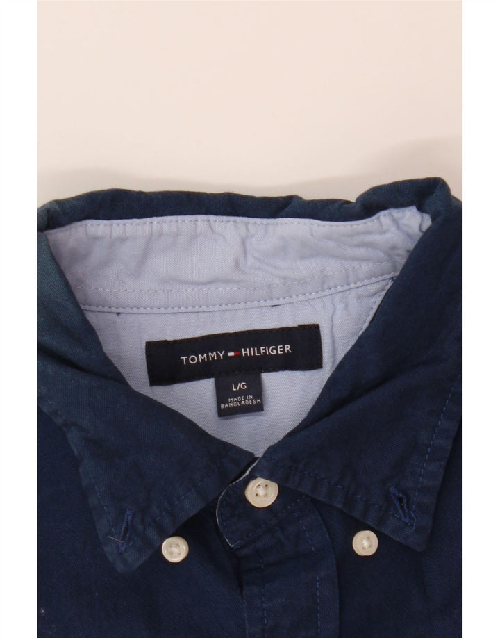 TOMMY HILFIGER Mens Shirt Large Navy Blue Vintage Tommy Hilfiger and Second-Hand Tommy Hilfiger from Messina Hembry 