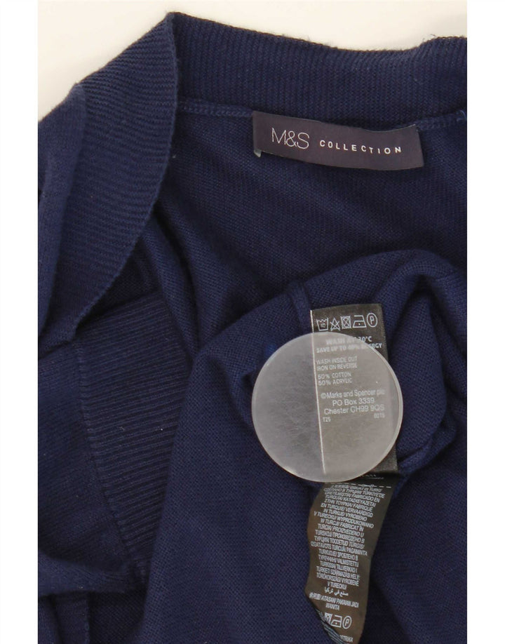 Suéter cardigã feminino Longline da Marks & Spencer Reino Unido 12 médio azul marinho