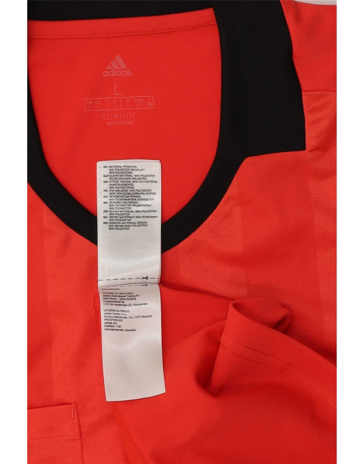Adidas Mens T-Shirt Top Grande Poliéster Colorblock Vermelho
