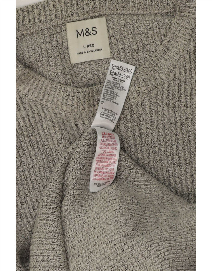 Suéter masculino Marks & Spencer com gola redonda, grande poliamida cinza