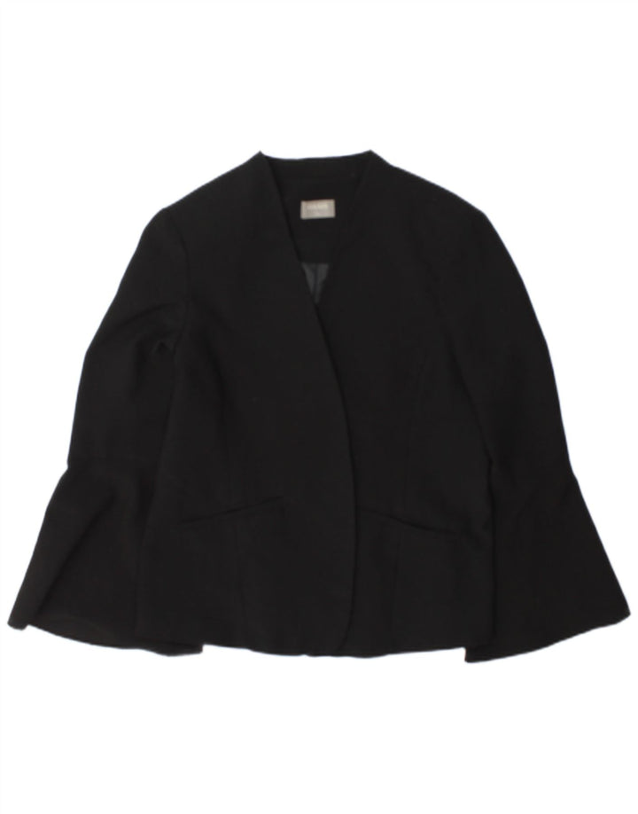 Jaqueta blazer aberta feminina Oasis Reino Unido 16 grande poliéster preto