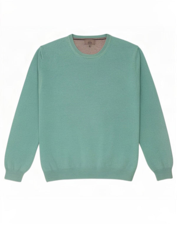 Suéter masculino Marks & Spencer com ajuste regular e gola canoa XL de algodão verde