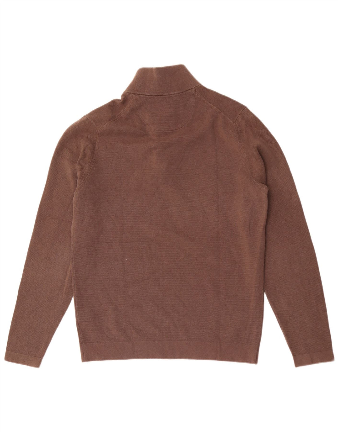 Suéter masculino Massimo Dutti com zíper e gola grande de algodão marrom