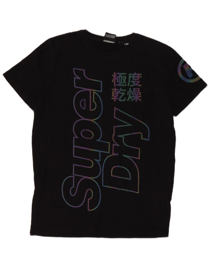 Camiseta gráfica masculina Superdry Top médio algodão preto