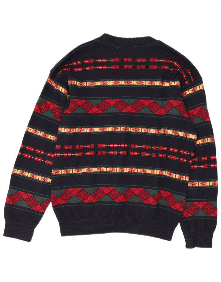Suéter masculino ONE WAY com gola redonda e pequeno geométrico multicolorido