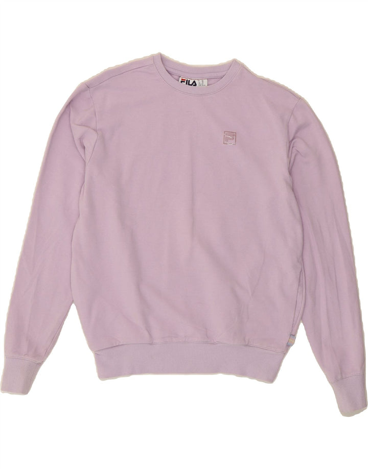 FILA Womens Oversized Sweatshirt Jumper UK 6 XS Purple Cotton Vintage Fila and Second-Hand Fila from Messina Hembry 