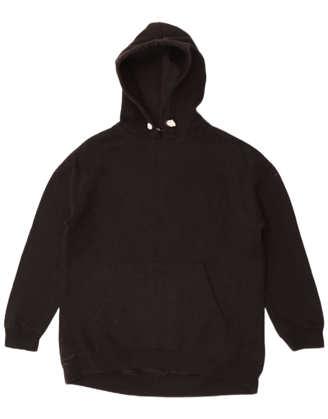 Zara Mens Loose Fit Hoodie Jumper Pequeno Poliéster Preto