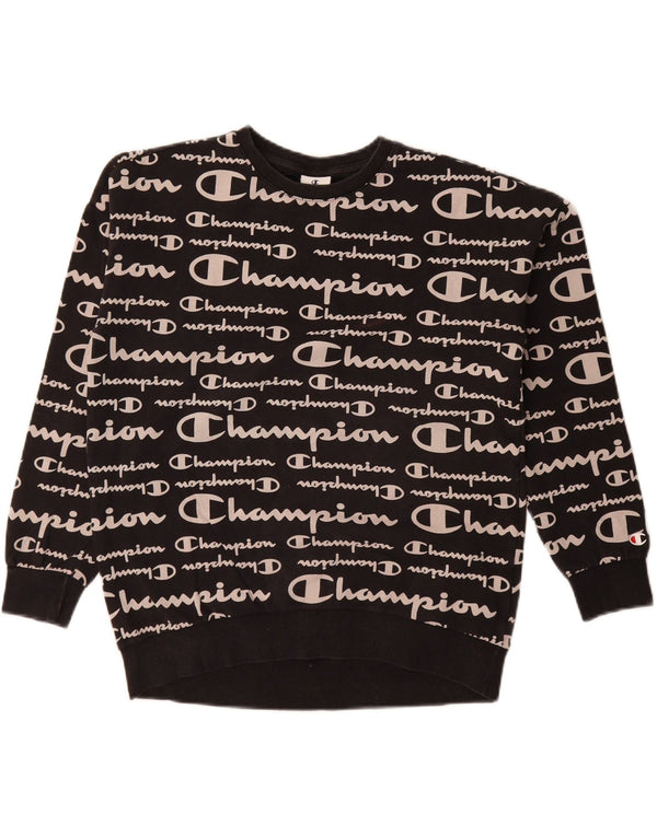 Jumper de moletom gráfico feminino Champion 15-16 anos 2XL preto