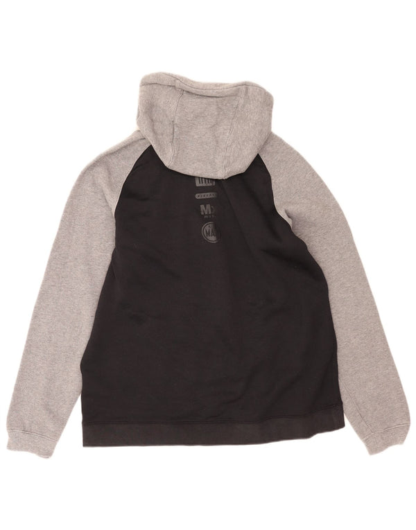 Suéter Nike masculino com capuz e zíper gráfico cinza médio algodão colorblock