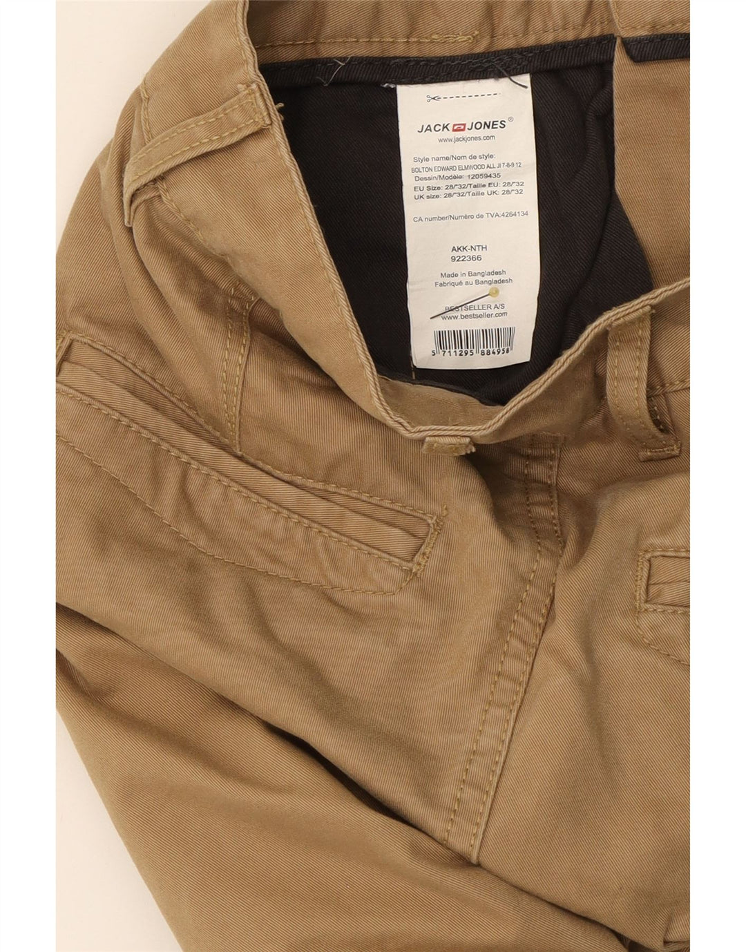 JACK & JONES Mens Slim Chino Trousers W28 L32 Brown Cotton Vintage Jack & Jones and Second-Hand Jack & Jones from Messina Hembry 